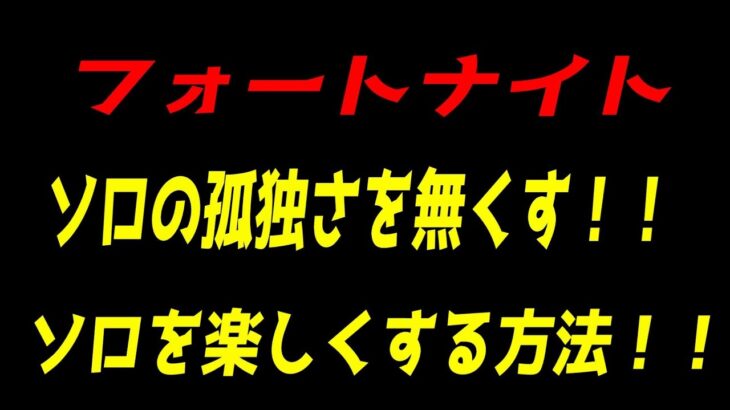 「フォートナイト」ソロの孤独を解決&楽しくする方法！！