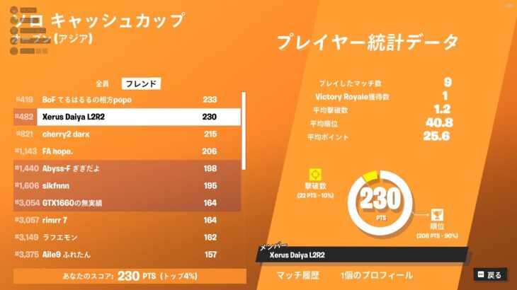 【ソロ大会】ソロキャッシュ予選突破！#フォートナイト#fortnite #ソロ大会